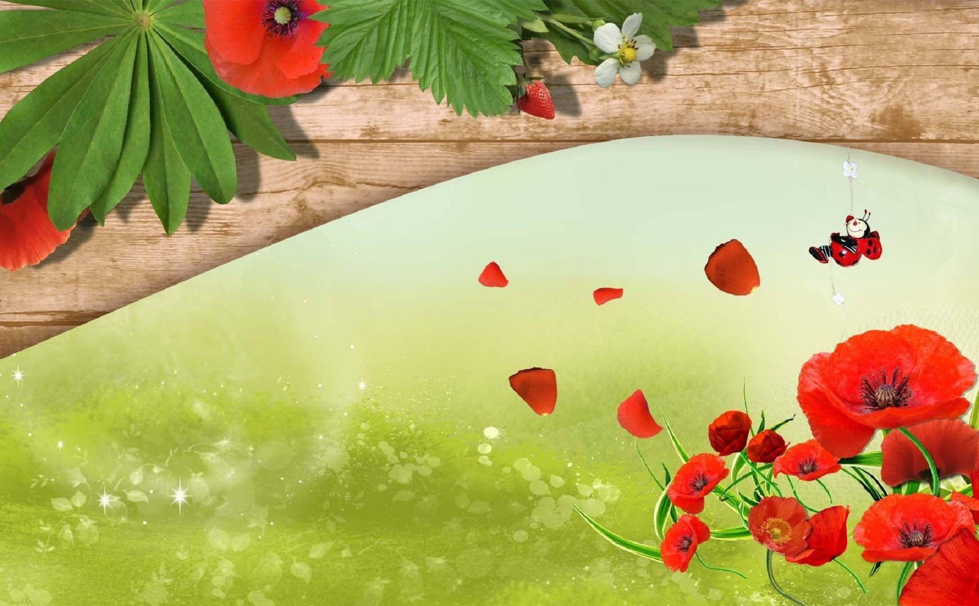 Whimsical Red Flowers Background