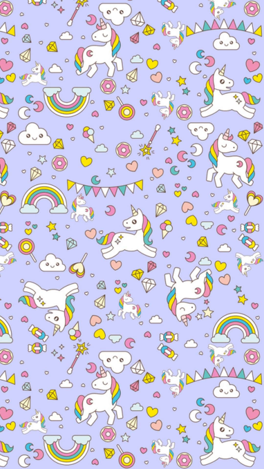 Whimsical Unicorn Pattern Wallpaper Background