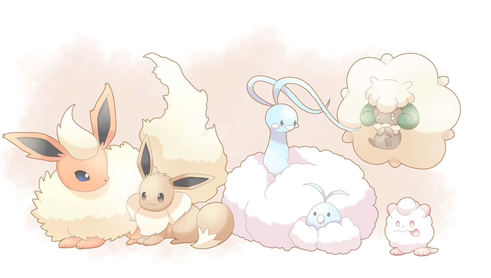 Whimsicott Altaria Flareon Eevee Swirlix
