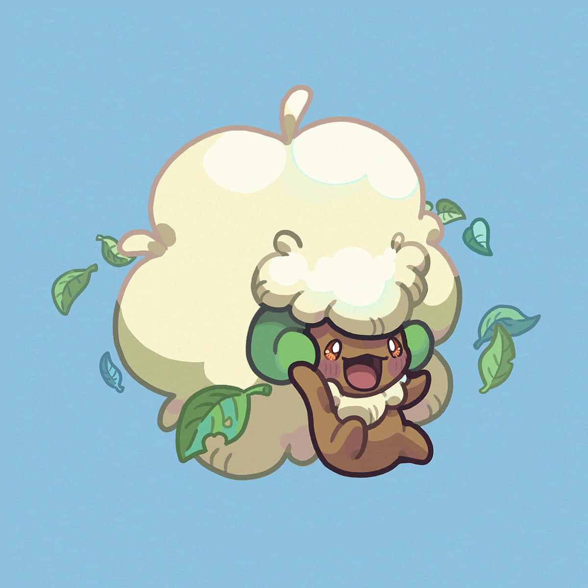 Whimsicott Blue Background Happy