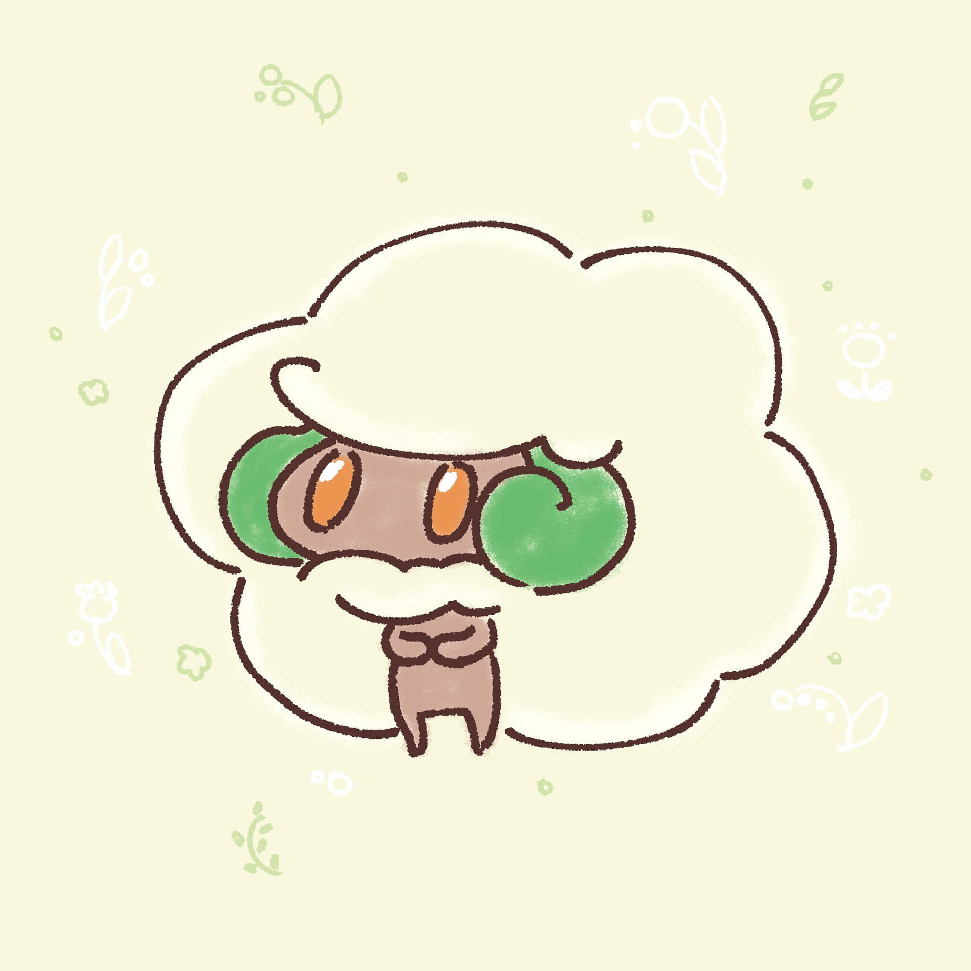 Whimsicott Cute Yellow Aesthetic Background