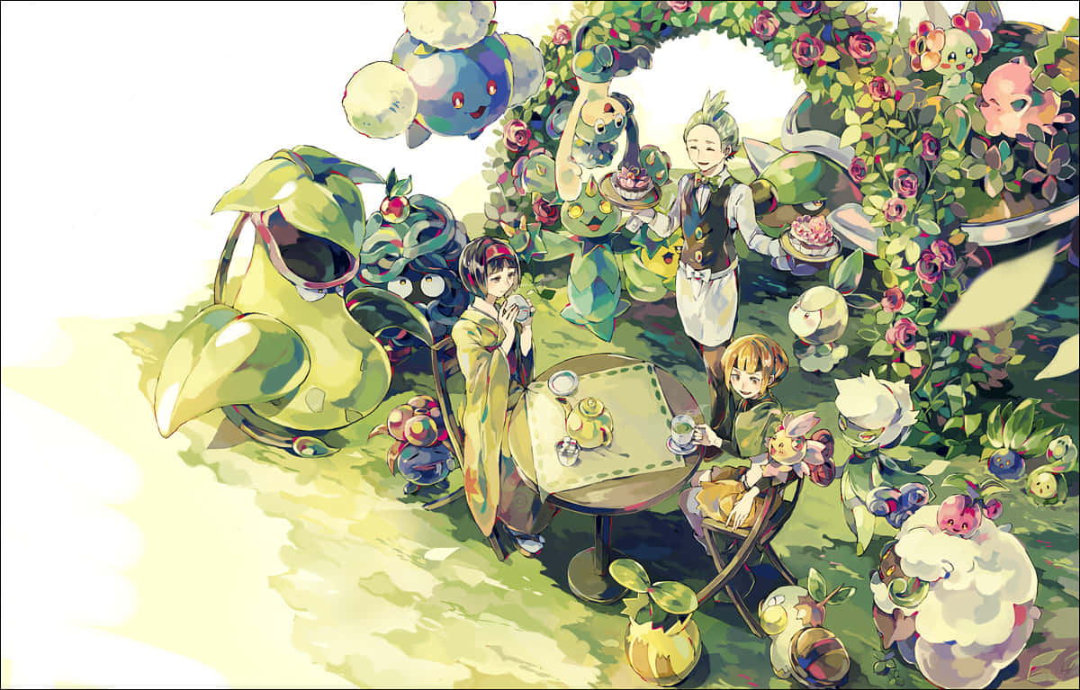 Whimsicott Grass Pokemon Art Background
