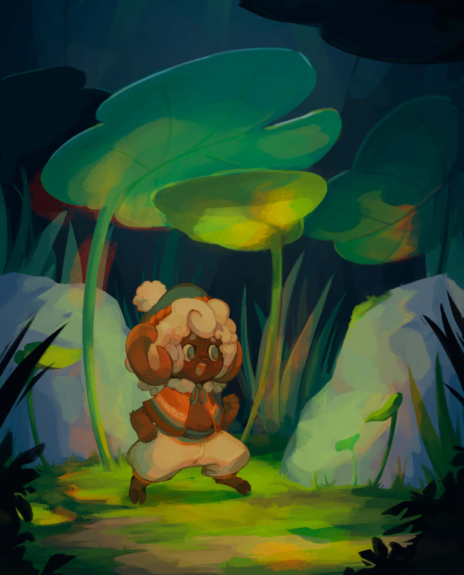 Whimsicott Person In Forest Background