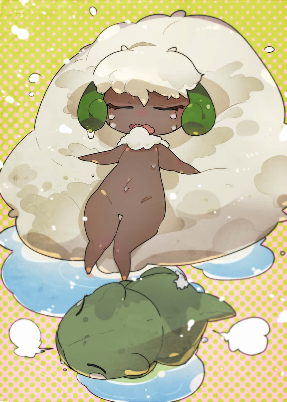 Whimsicott Standing On Doll Background