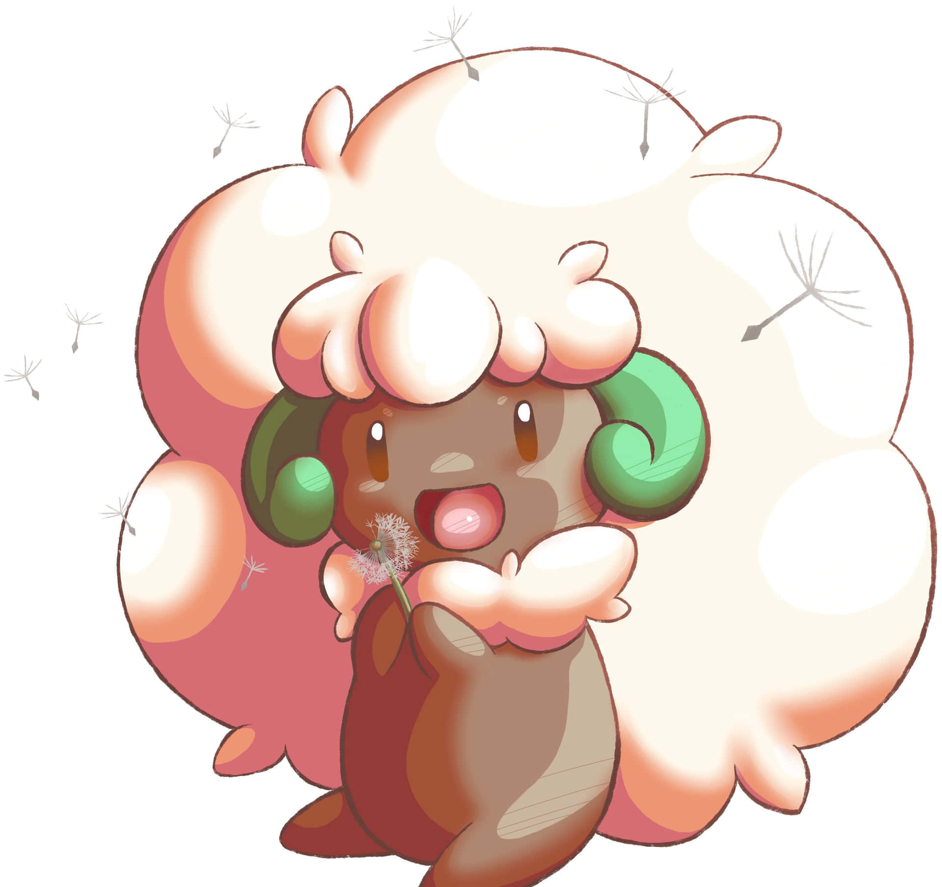 Whimsicott Very Happy Pinkish Color Background