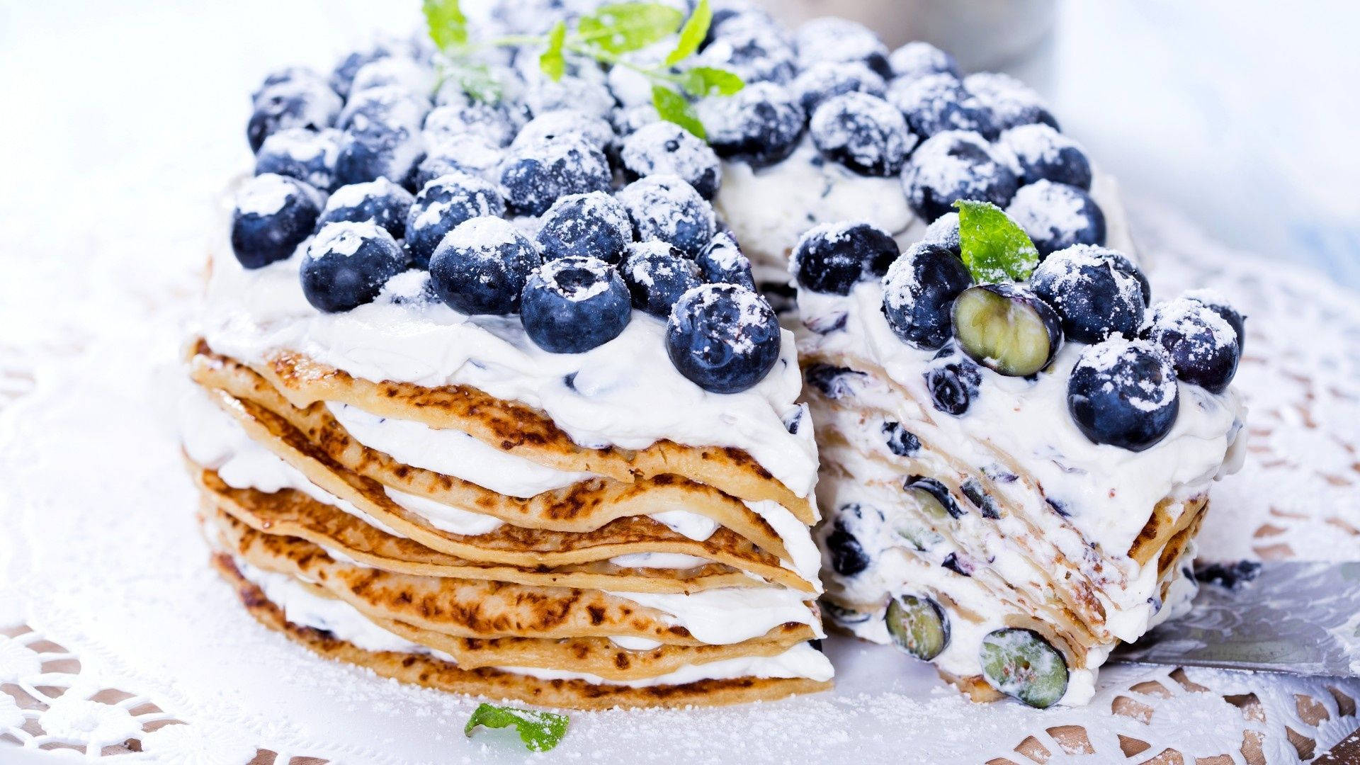 Whipped Blueberry Pancake Dessert Background