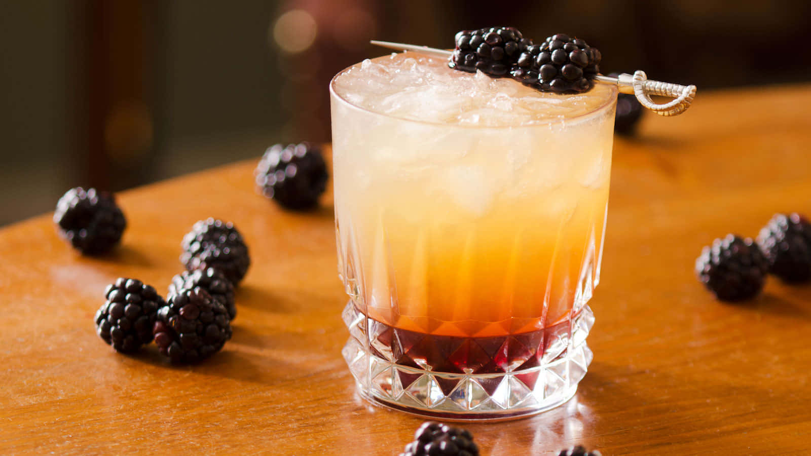 Whiskey Cocktail With Blackberry Background