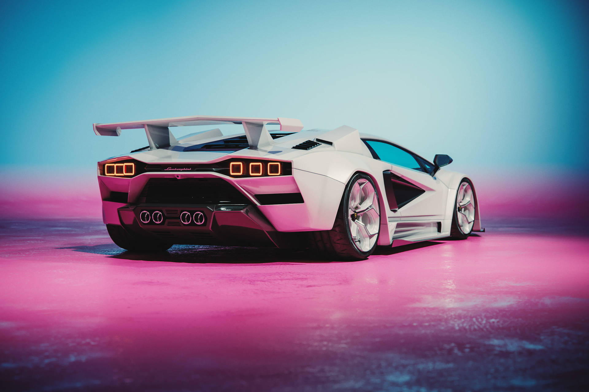 White 3d Car Pink Aesthetic Floor Background