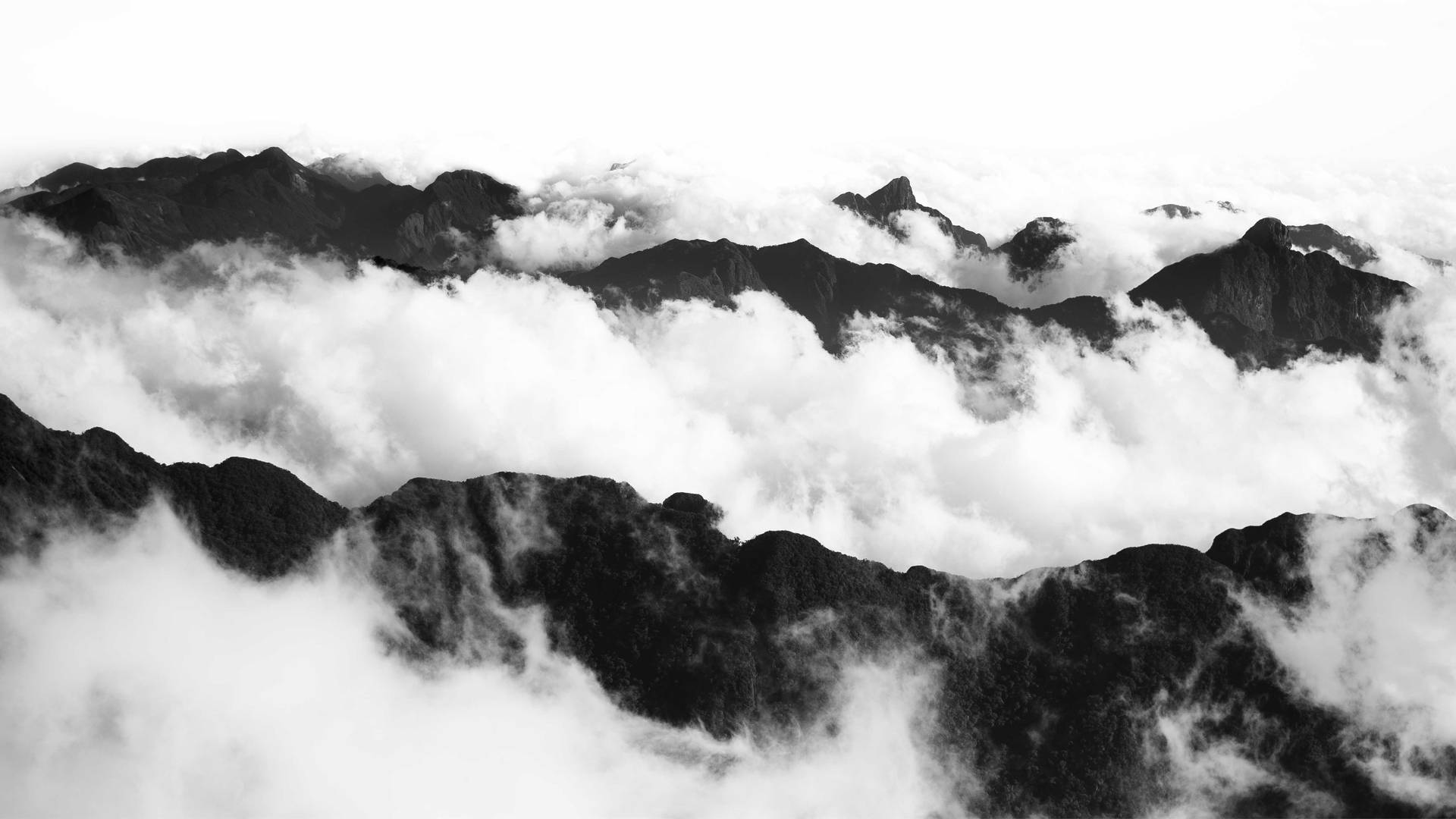 White Abstract Mountain And Clouds Background