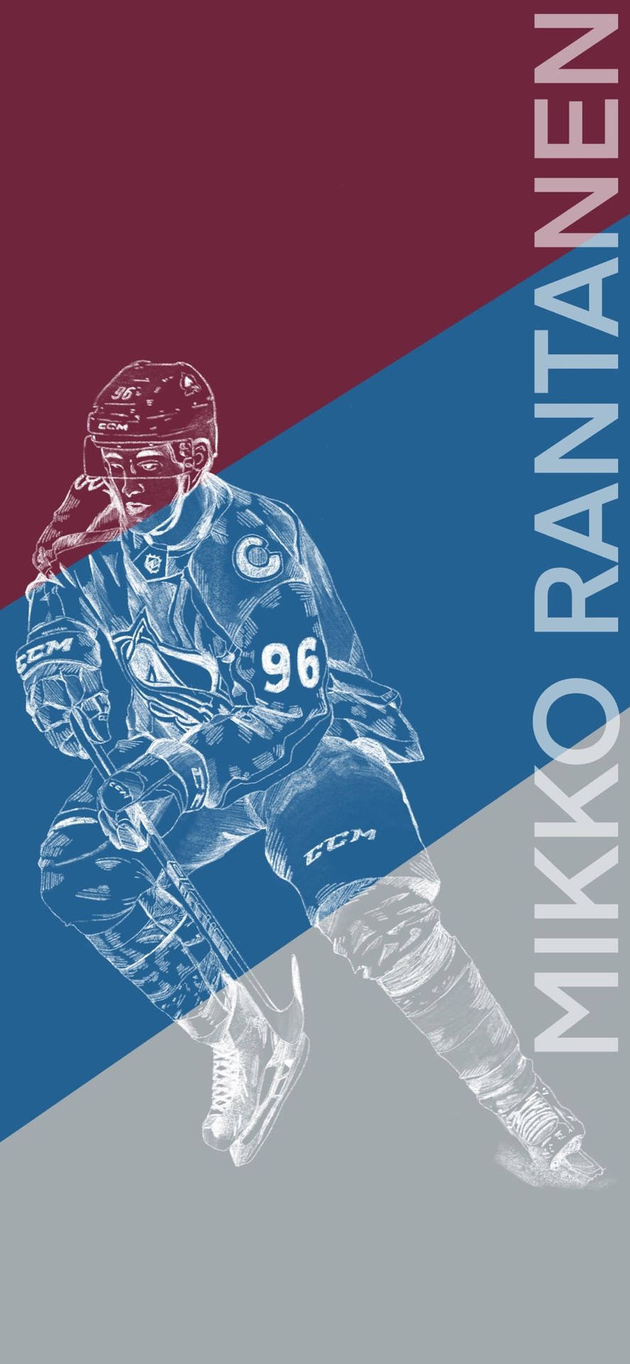 White Abstract Of Mikko Rantanen With Full Name And Team Color Background