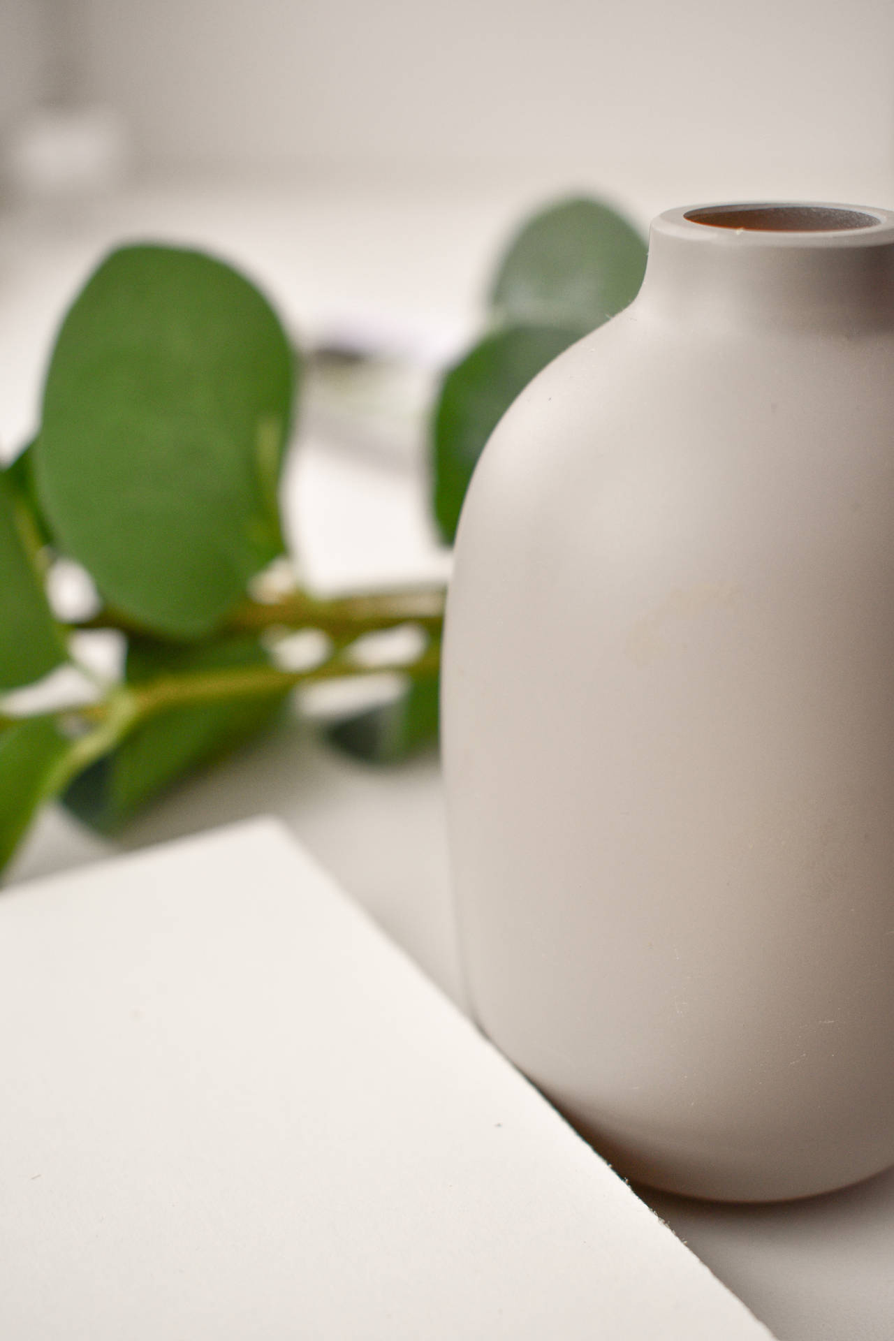 White Aesthetic Ceramic Jar Background