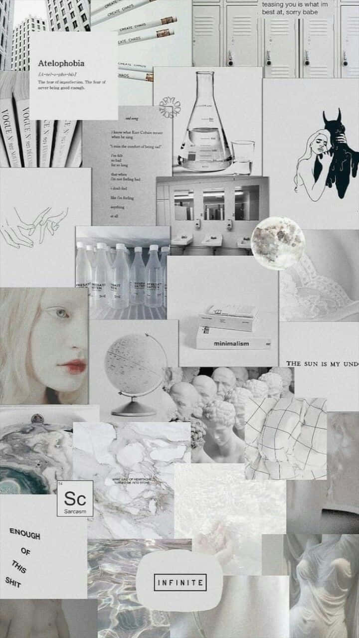 White Aesthetic Collage Buildings Lockers Background