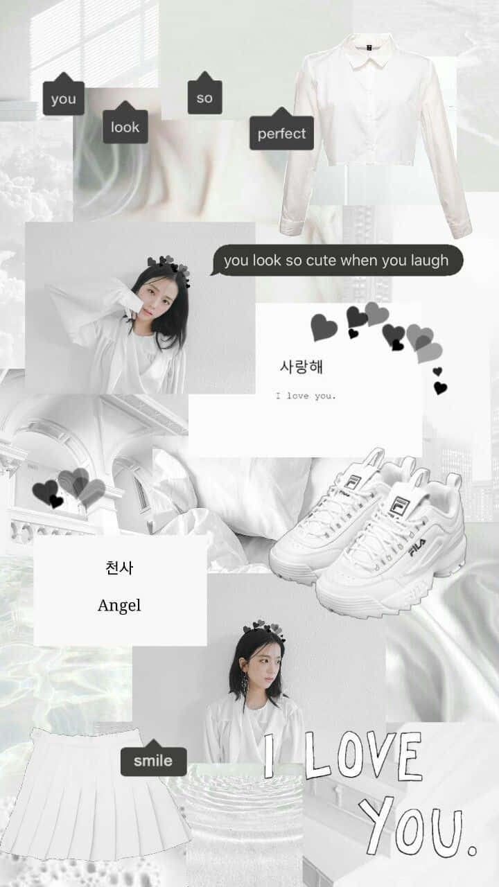 White Aesthetic Collage Chunky Shoes Background