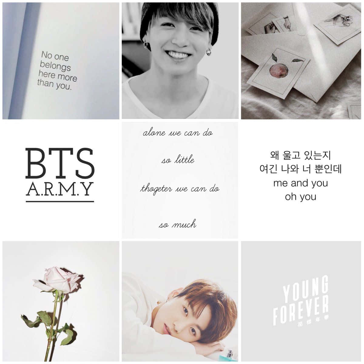 White Aesthetic Collage Jungkook Background