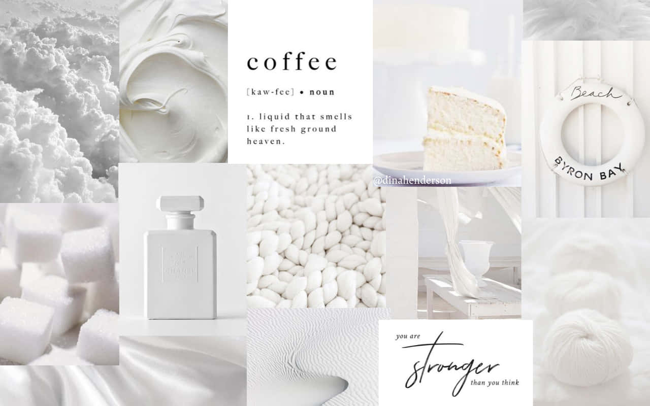 White Aesthetic Laptop With Coffee And Sugar
