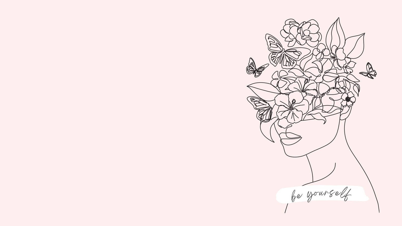 White Aesthetic Tumblr Woman With Flowers On Head Background