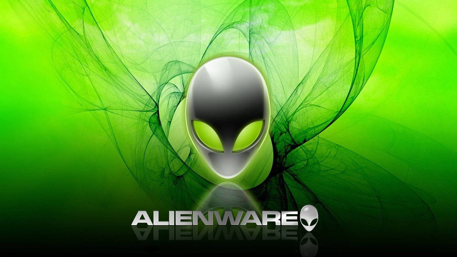 White Alienware In Green Background