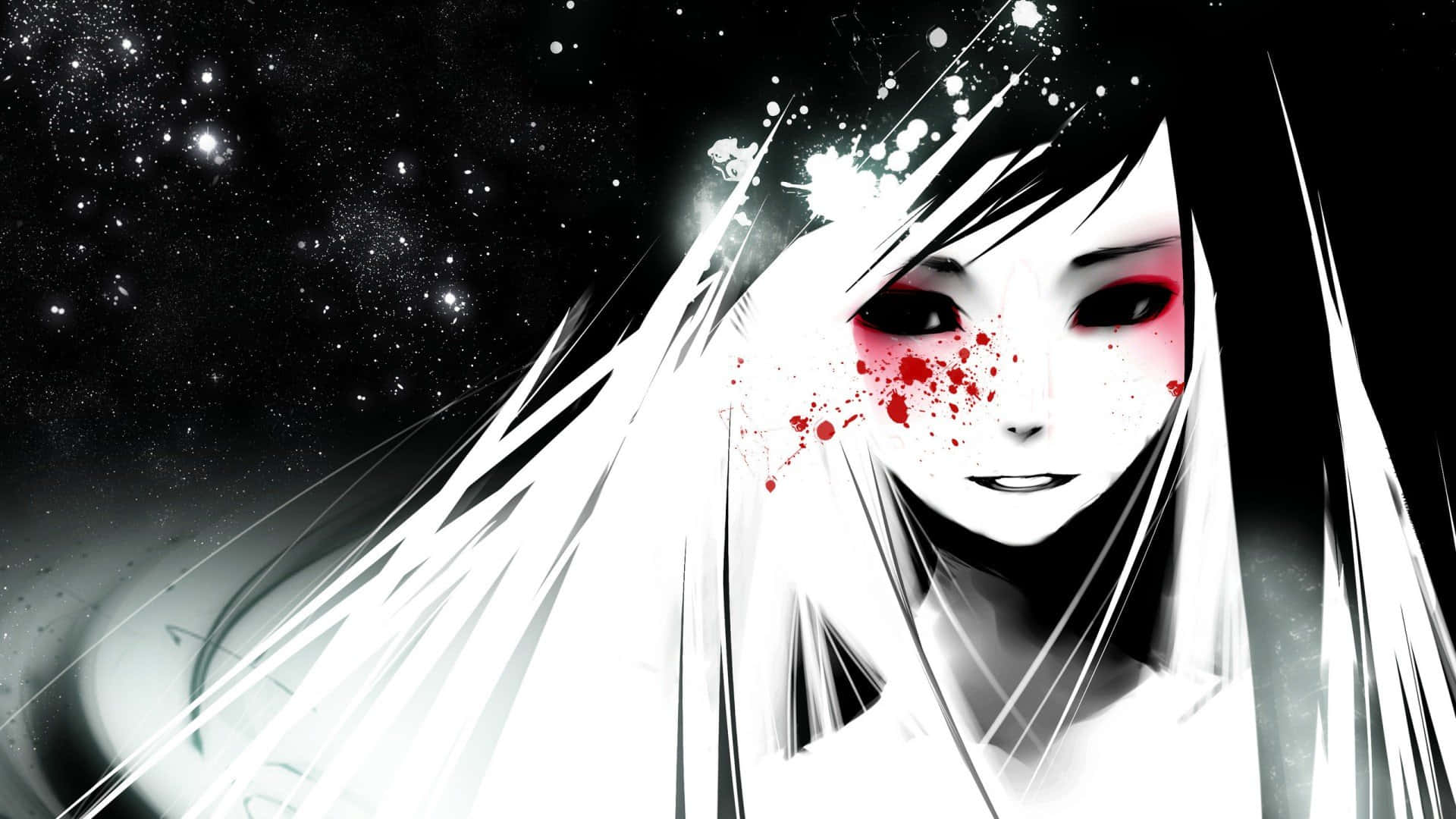 White And Black Anime Pfp With Blood Background