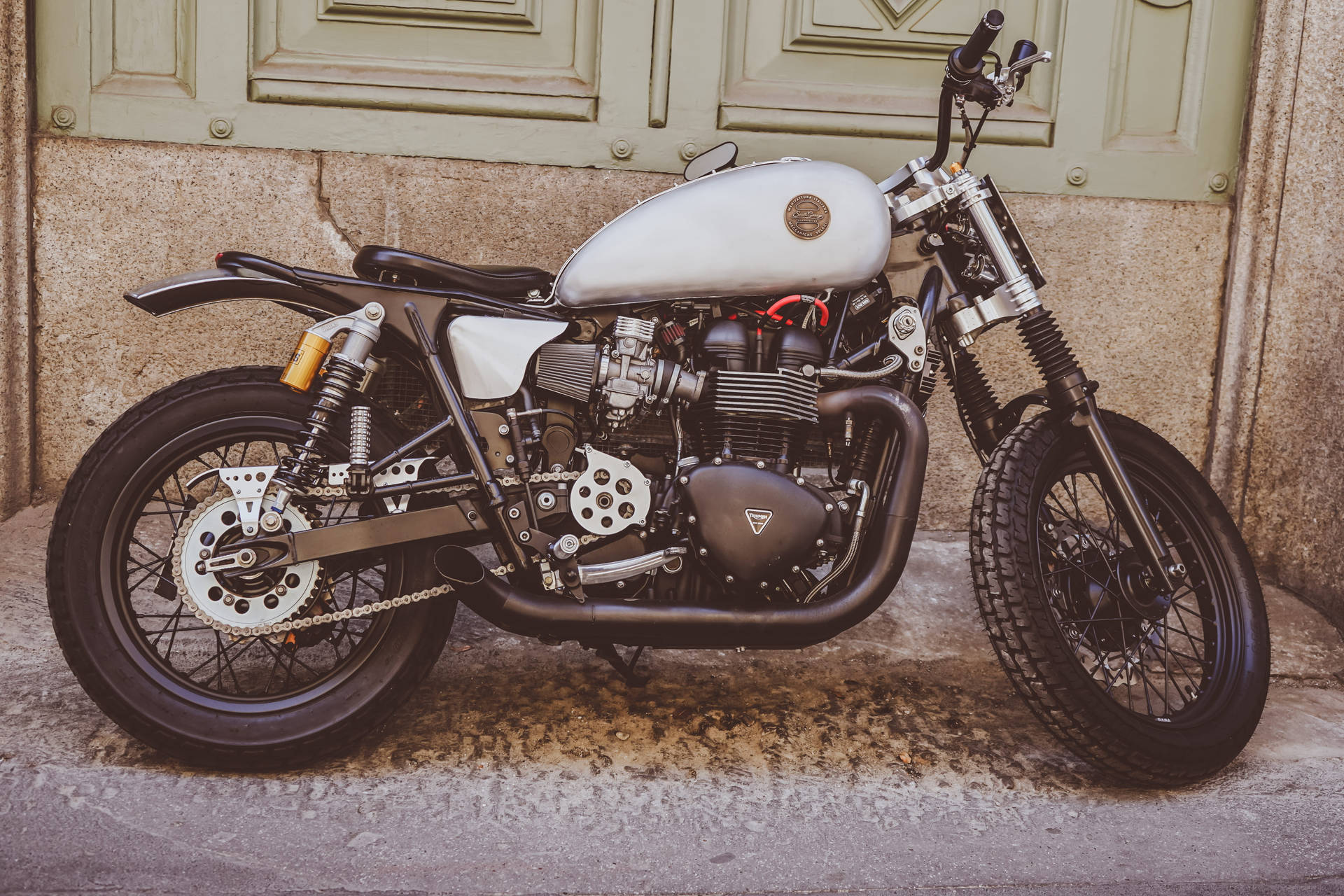 White And Black Bobber Motorcycle