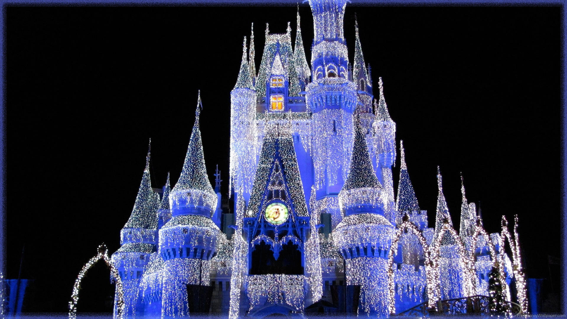 White And Blue Colored Disney Castle