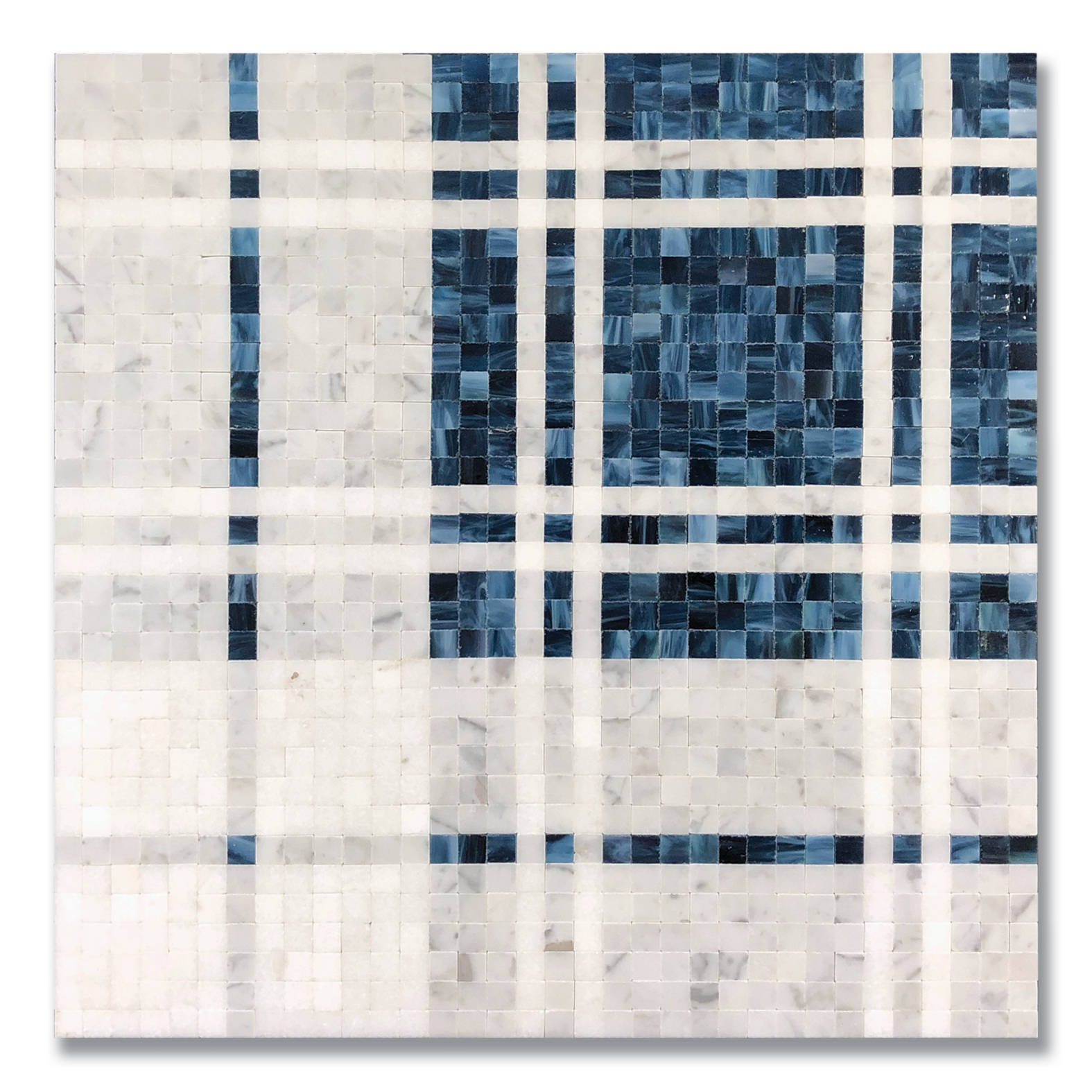 White And Blue Plaid Tiles