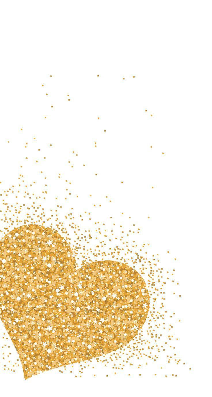 White And Gold Glitter Heart Background