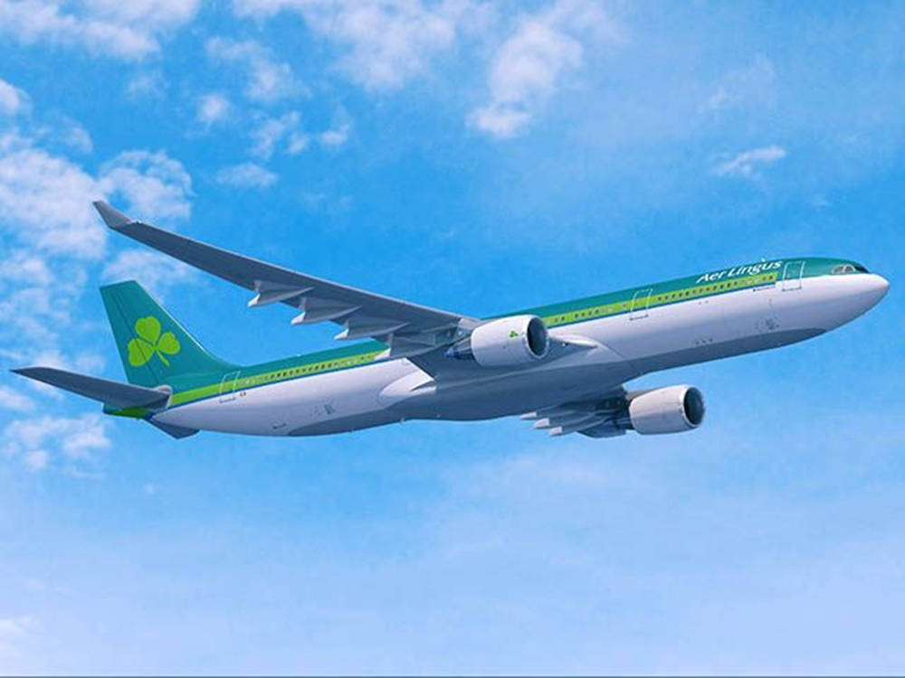 White And Green Aer Lingus Airplane Background