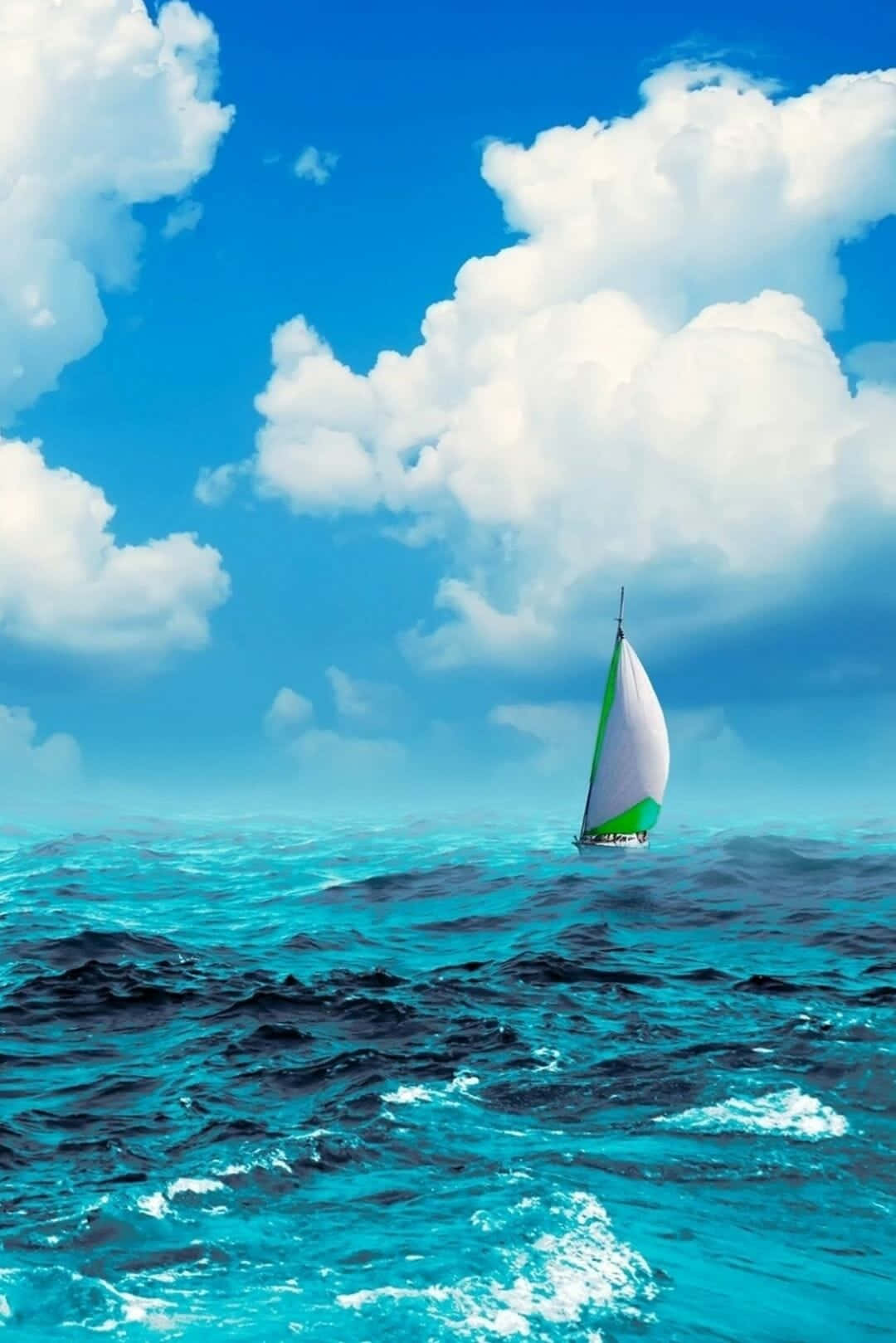 White And Green Sailboat Nature Android Hd Background