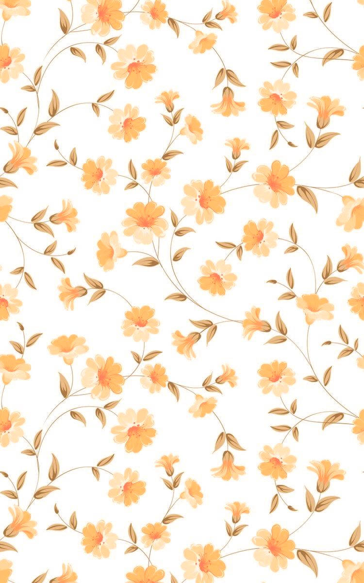 White And Orange Floral Watercolor Art Background