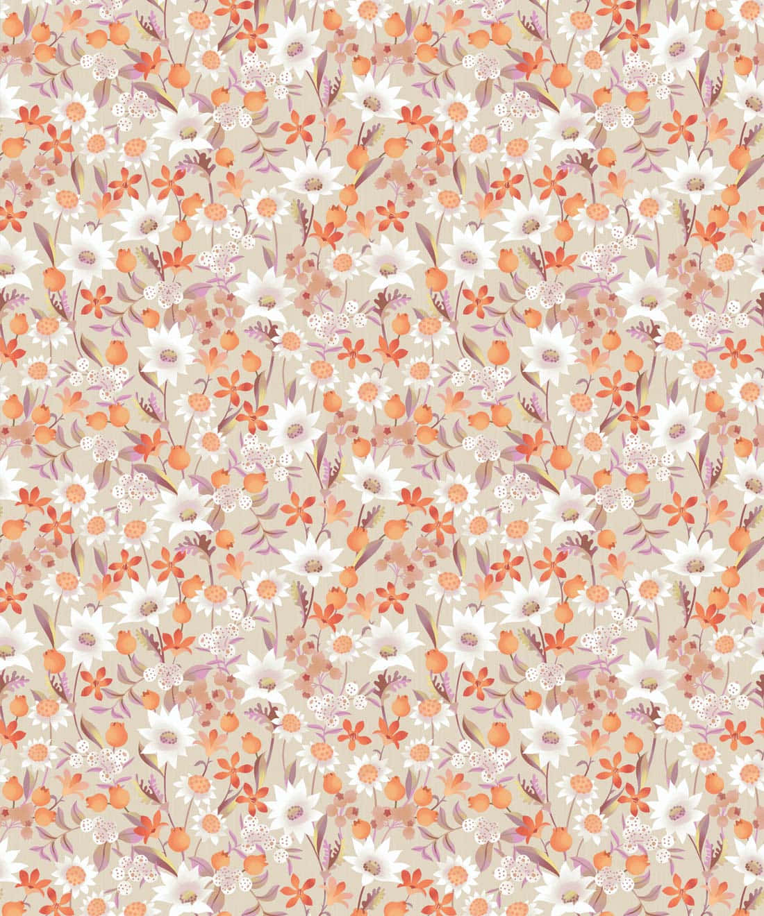 White And Orange Flower Series Pattern