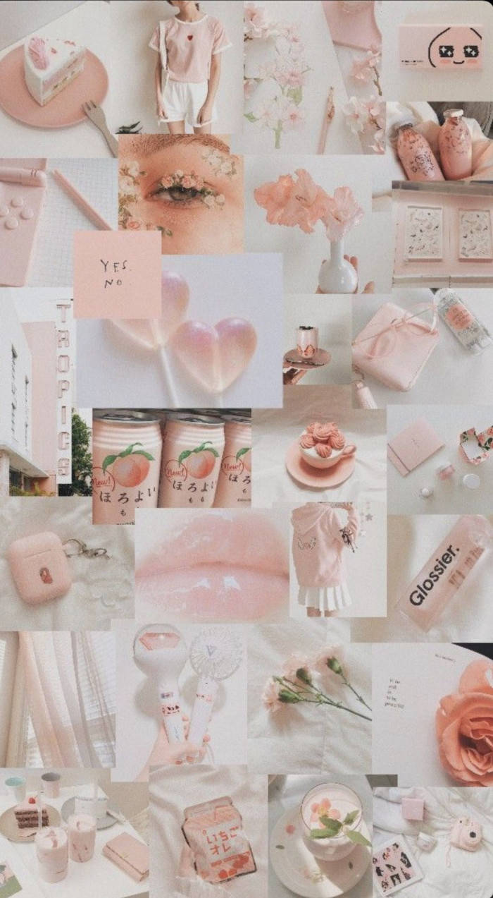 White And Peach Color Aesthetic Collage