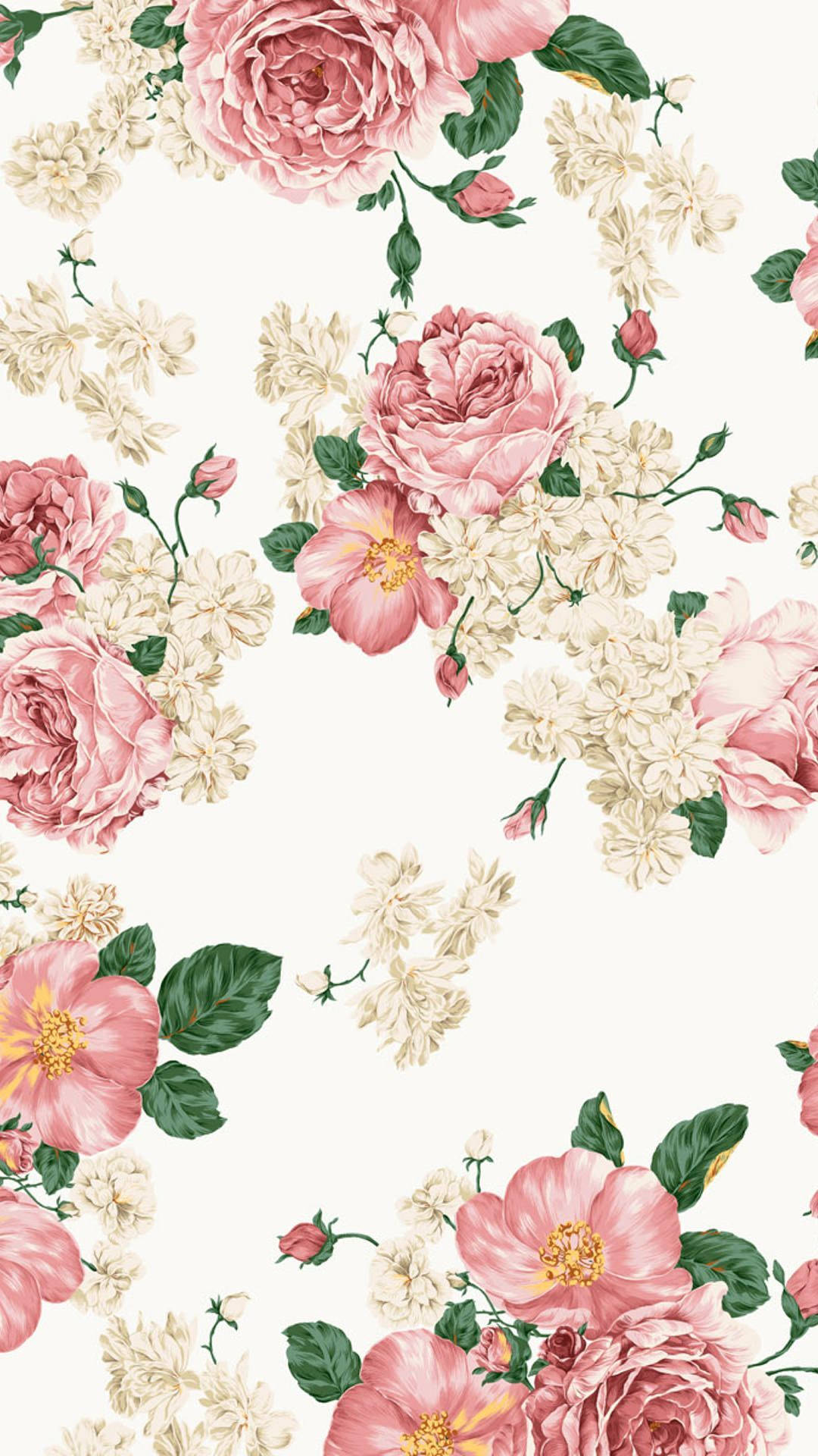 White And Pink Floral Iphone Background