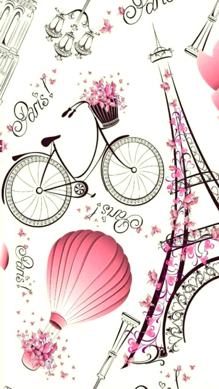 White And Pink Paris Postcard