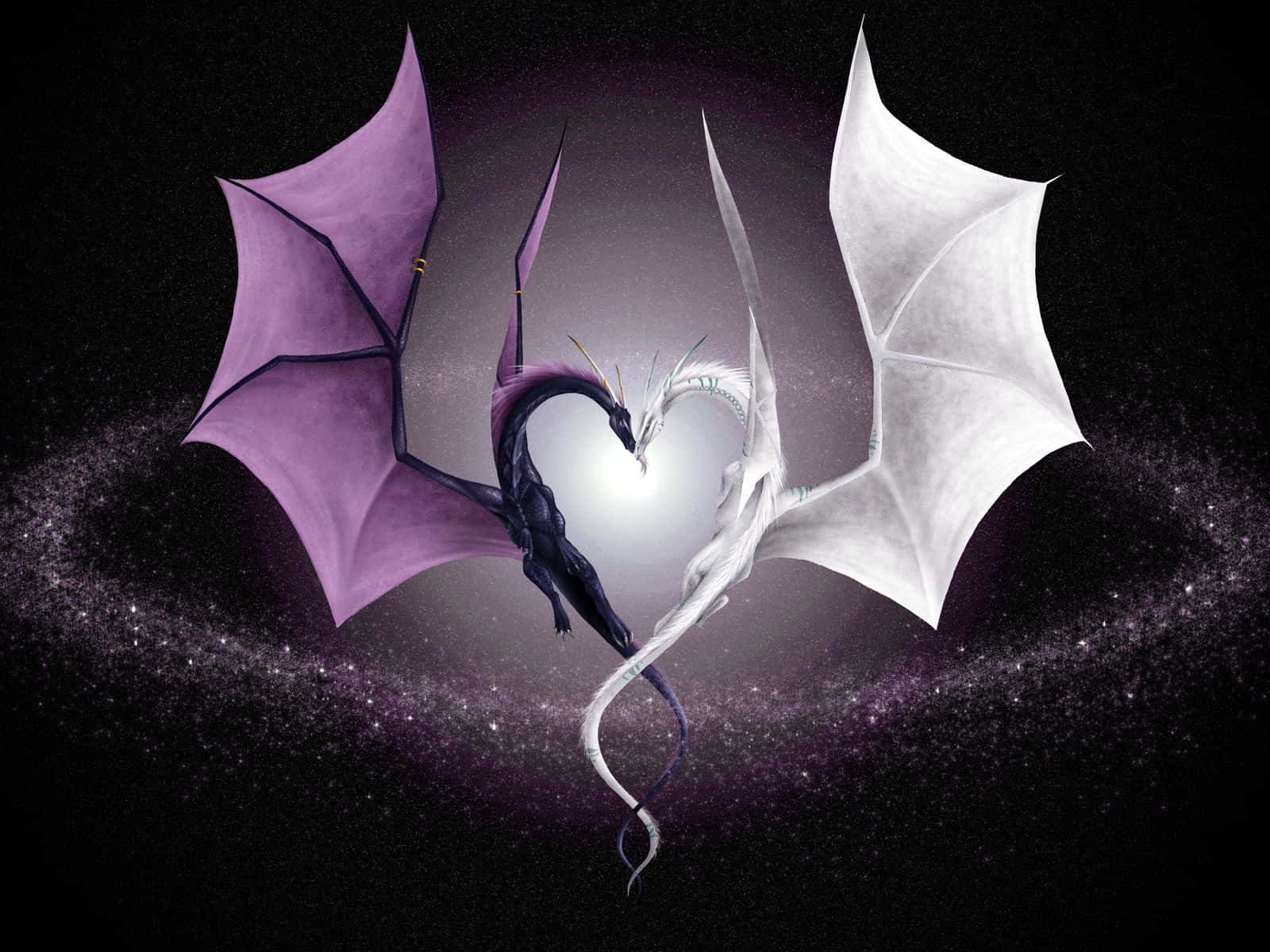 White And Purple Dragon Heart Form Background