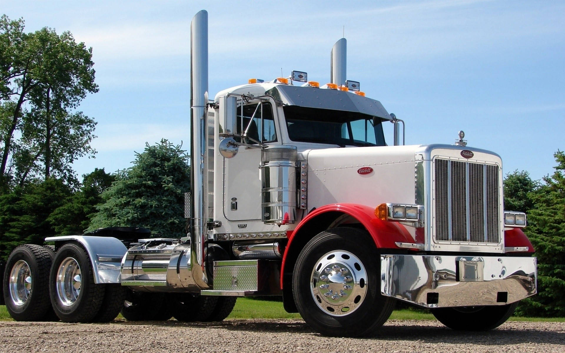 White And Red Peterbilt Background