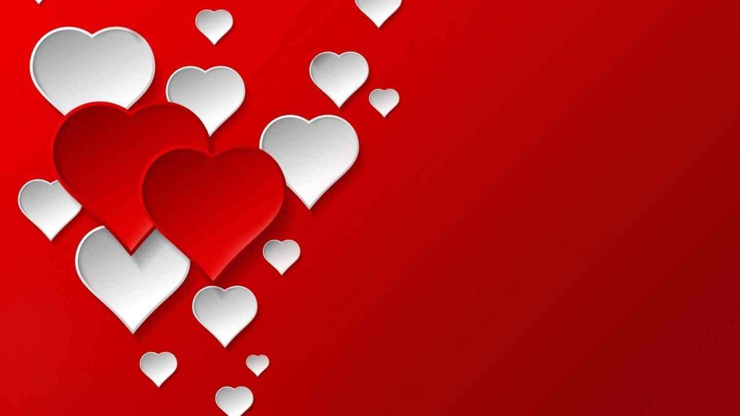 White And Red Valentine's Hearts Desktop Background