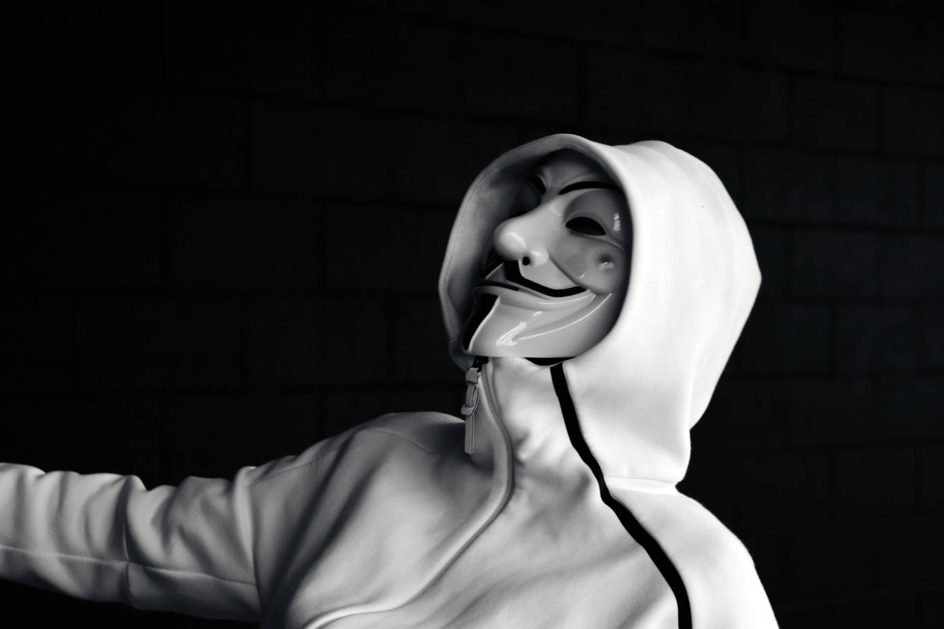 White Anonymous On Black Background Background