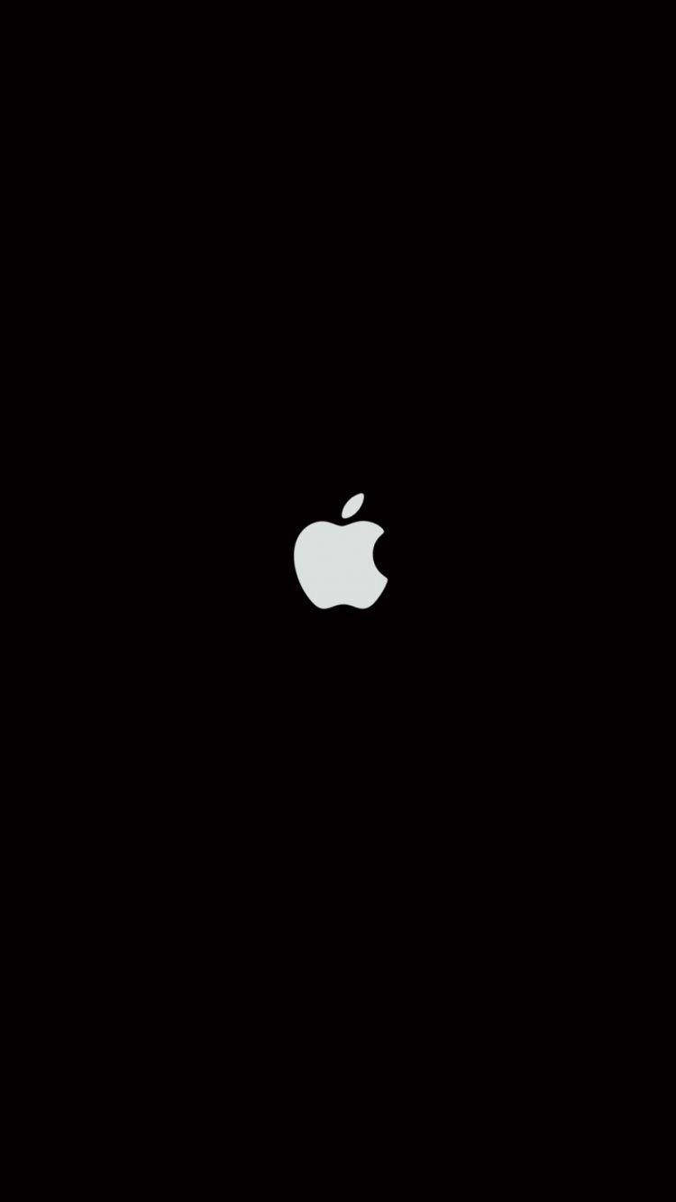 White Apple Logo Solid Black Iphone Background