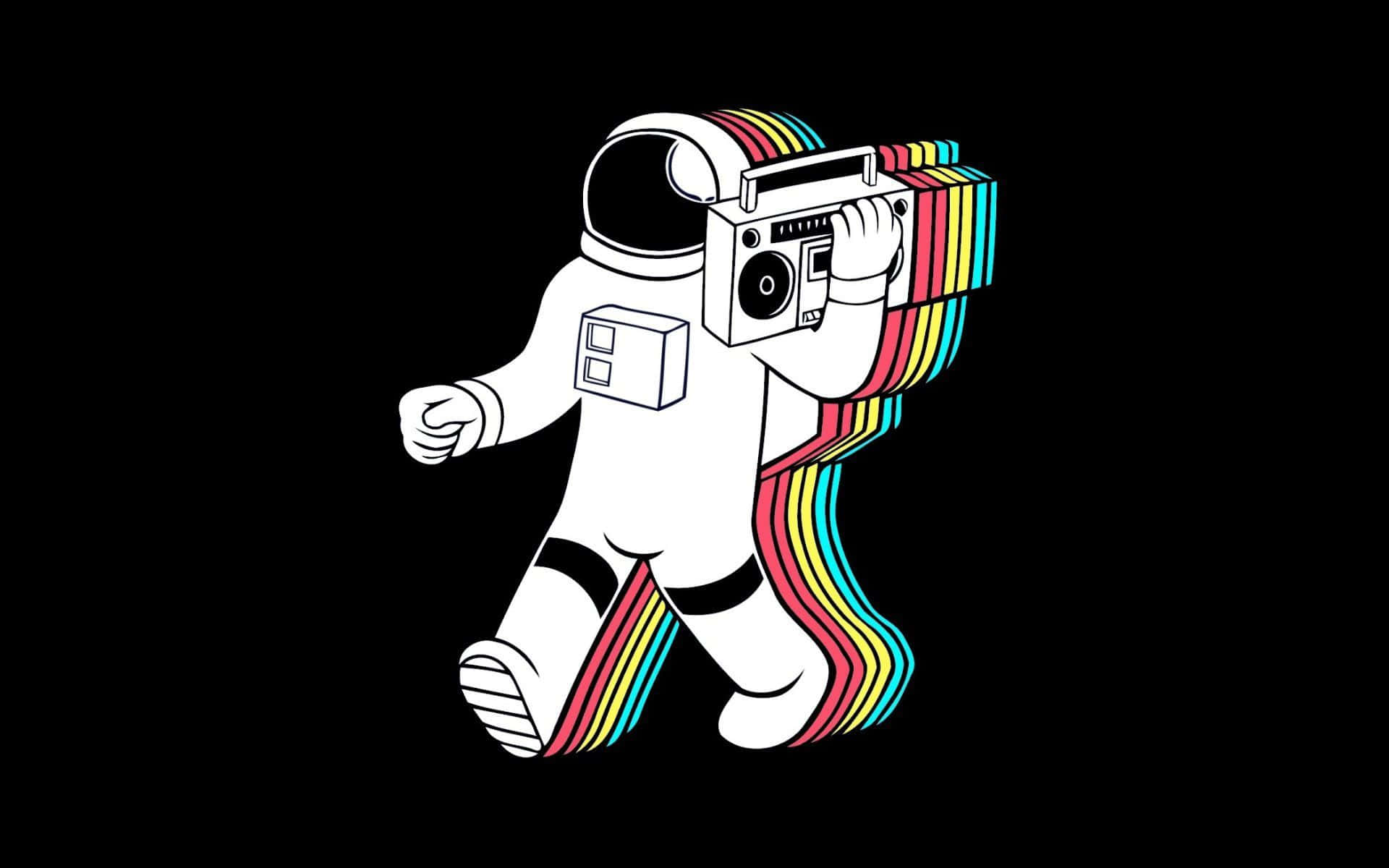 White Astronaut Carrying A Boombox