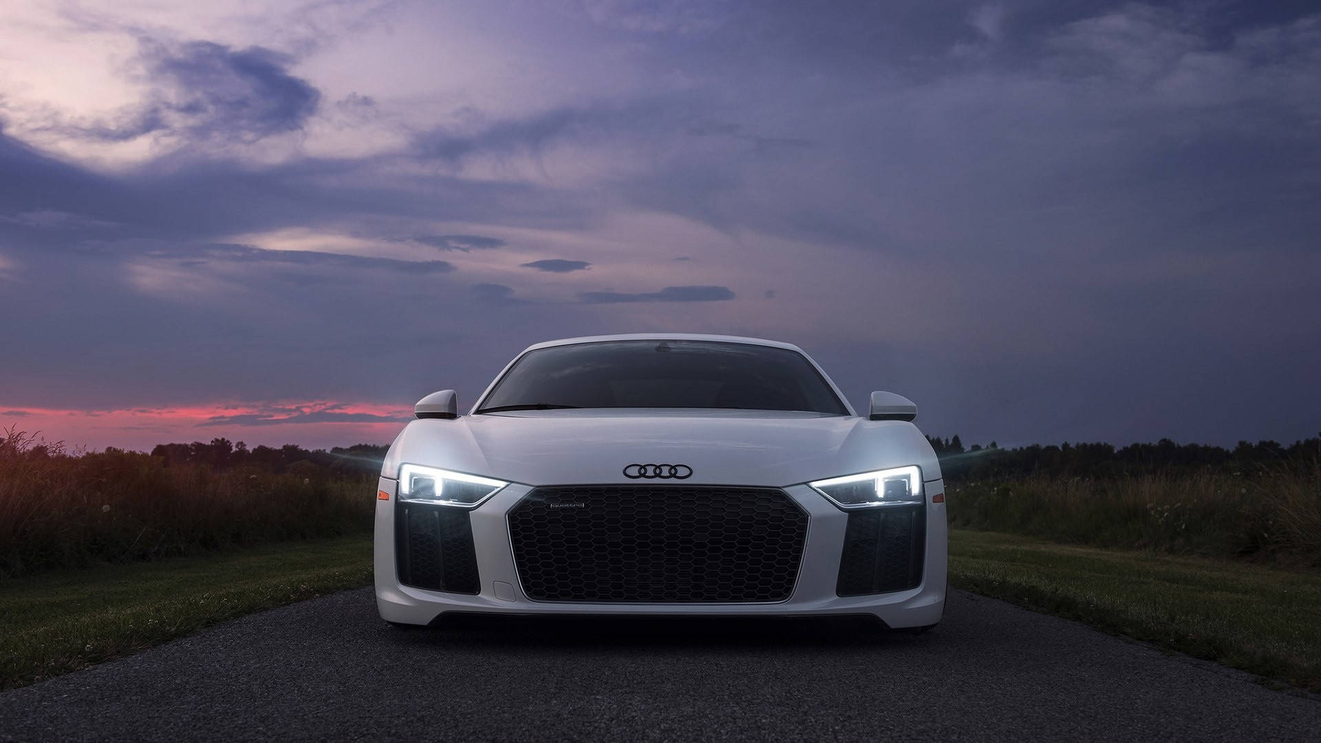 White Audi R8 Front Background