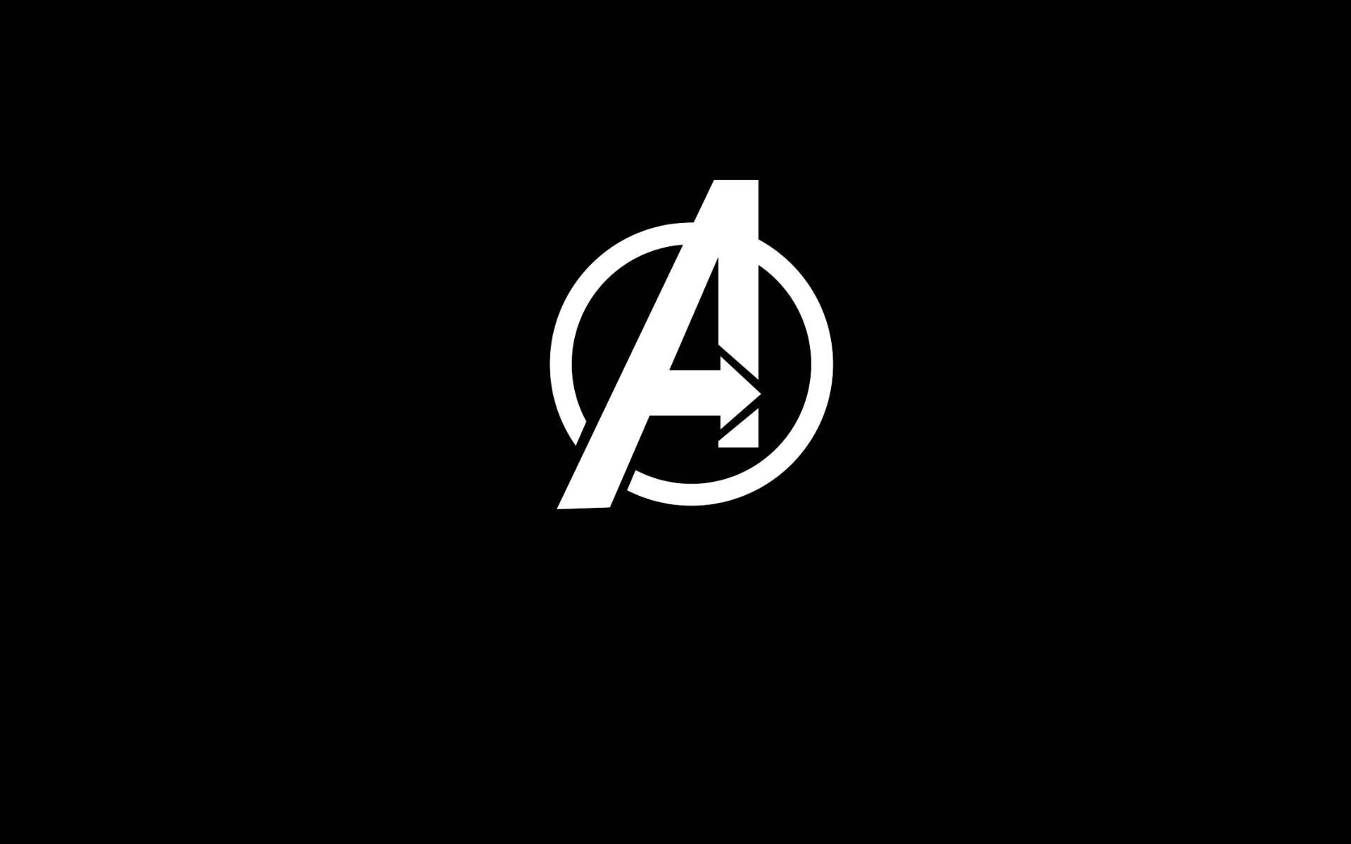 White Avengers Logo In Solid Black Background