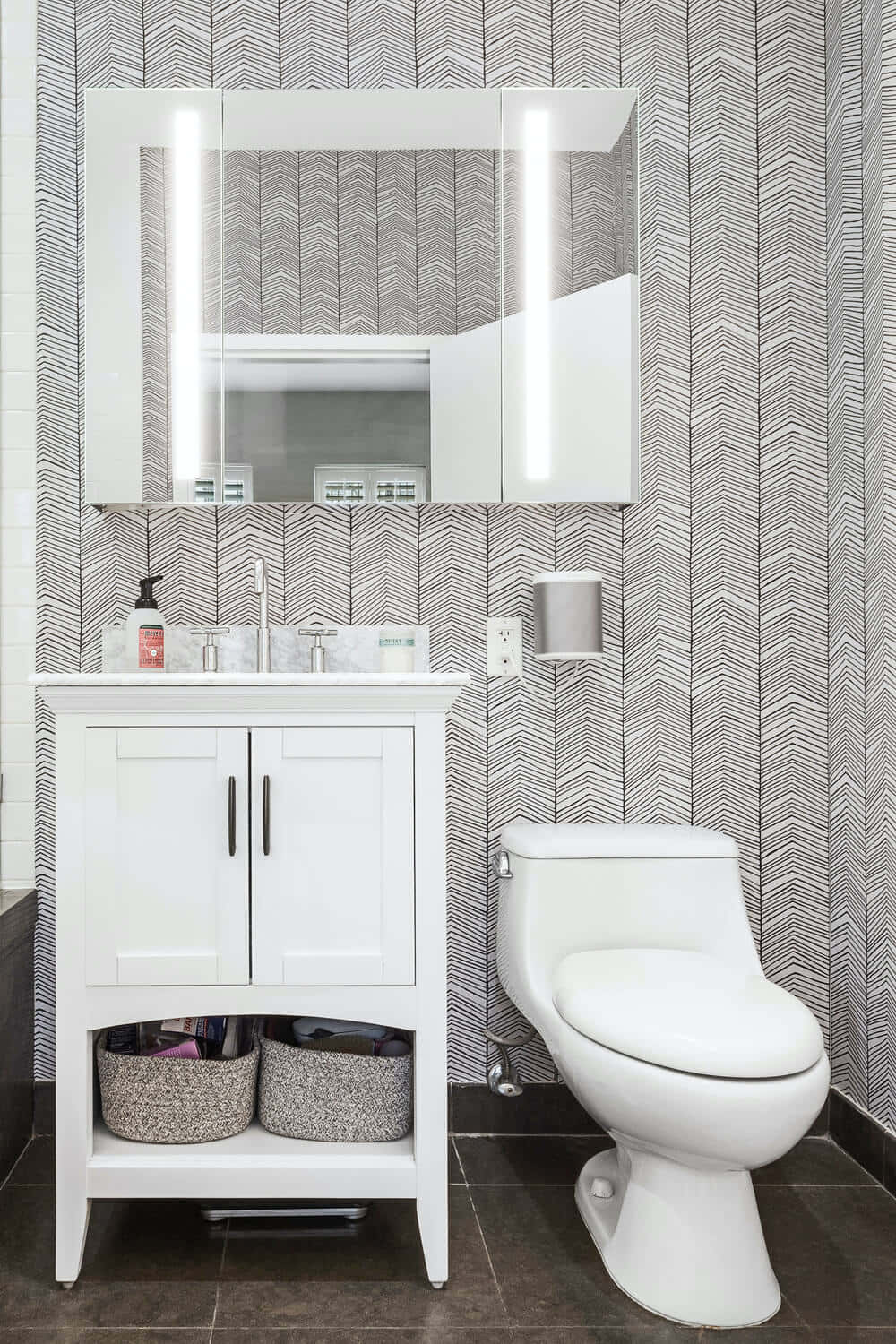 White Bathroom Arrow Patterned Walls Background