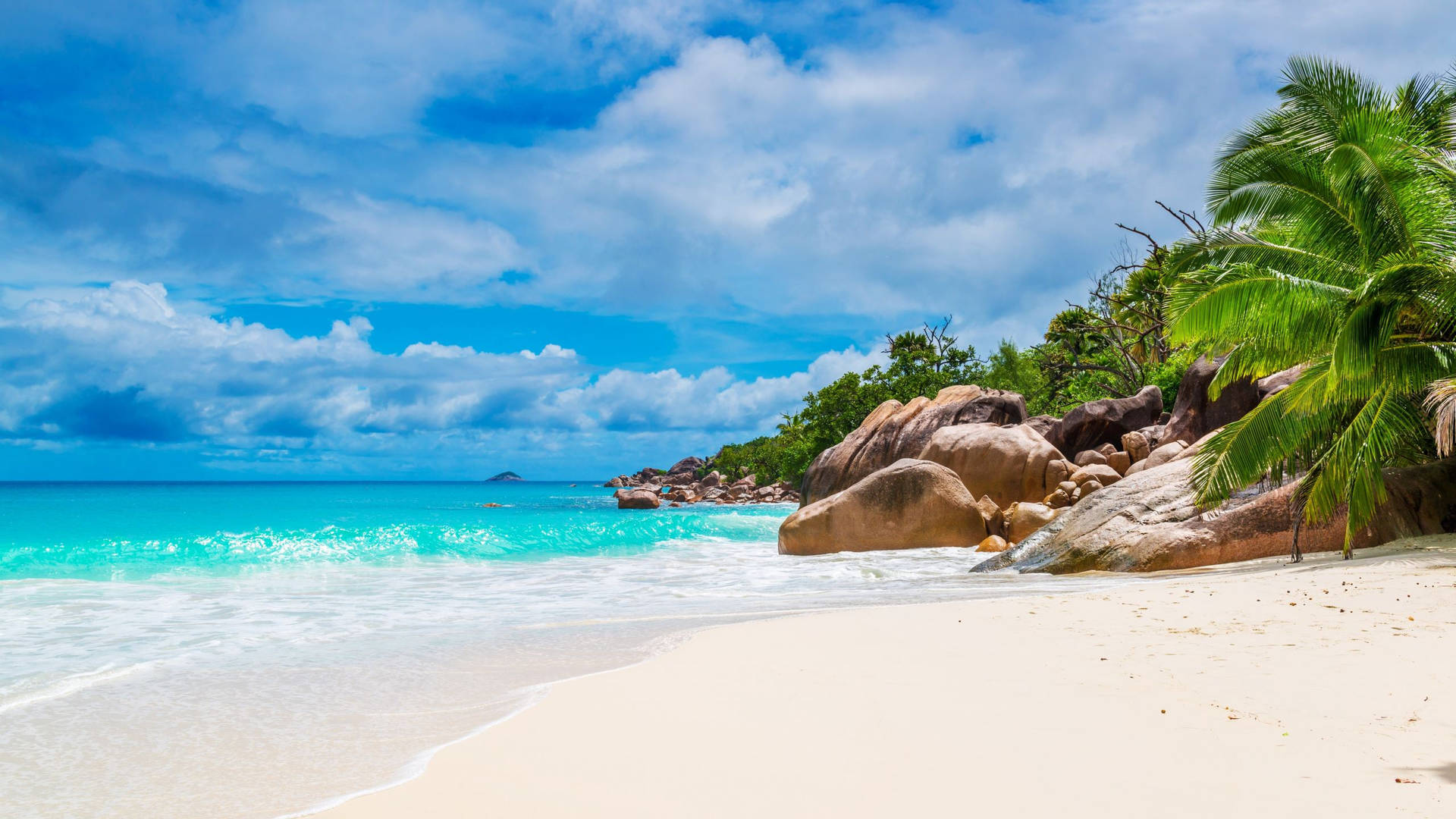 White Beach In Seychelles Background