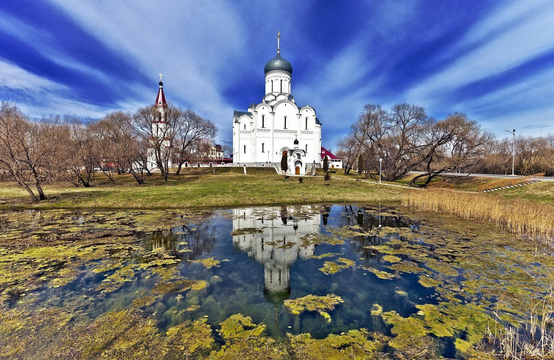 White Belarus Castle Moat Background