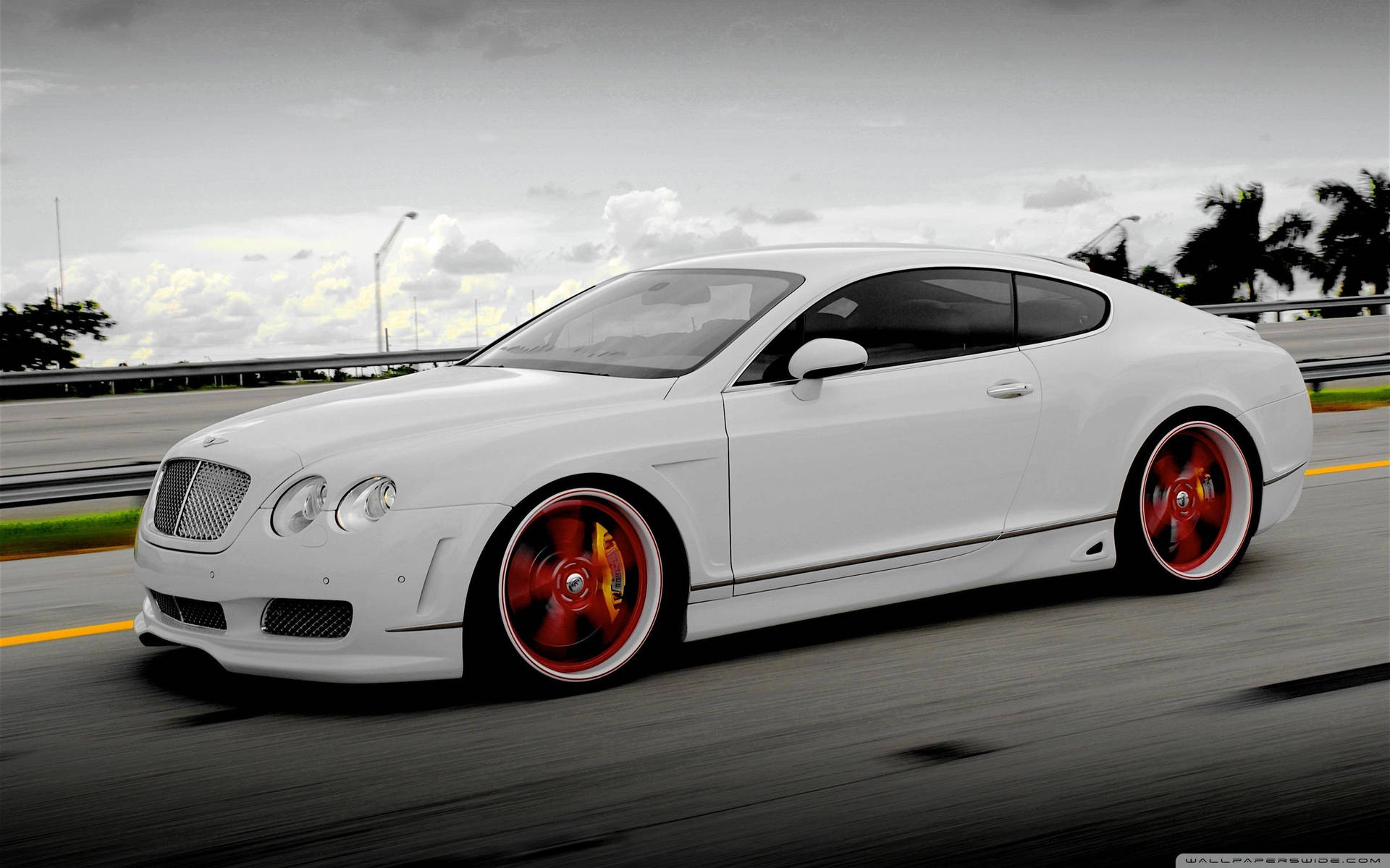 White Bentley Continental Gt Red Mags Background