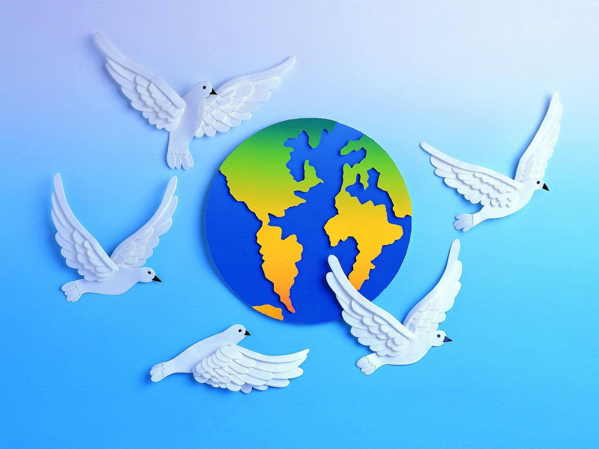 White Birds For World Peace Background