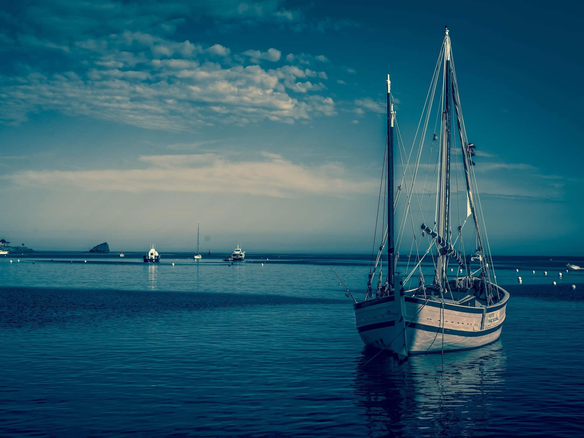 White Boat Calms Background