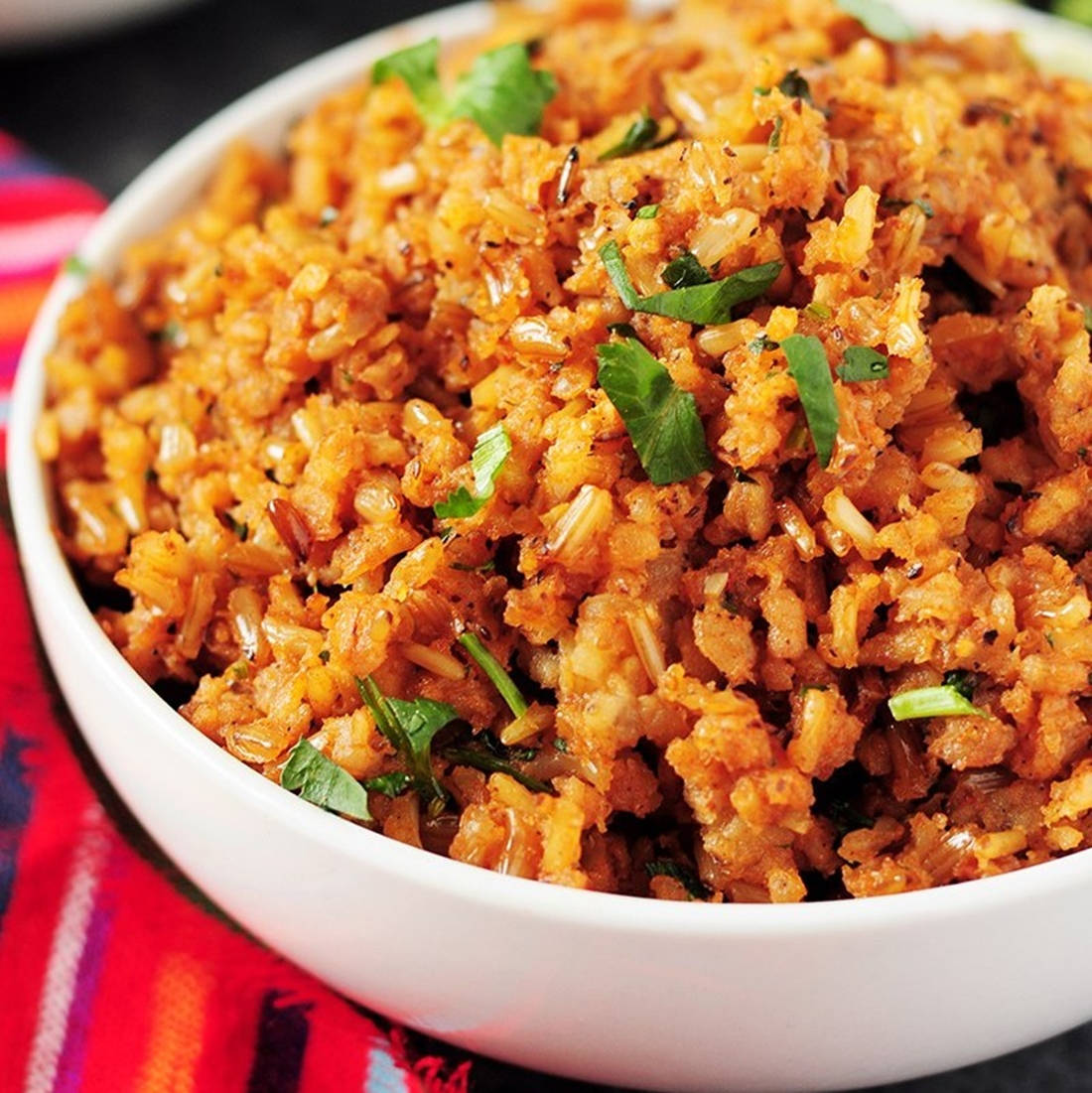 White Bowl Filled With Delicious Fried Rice Background