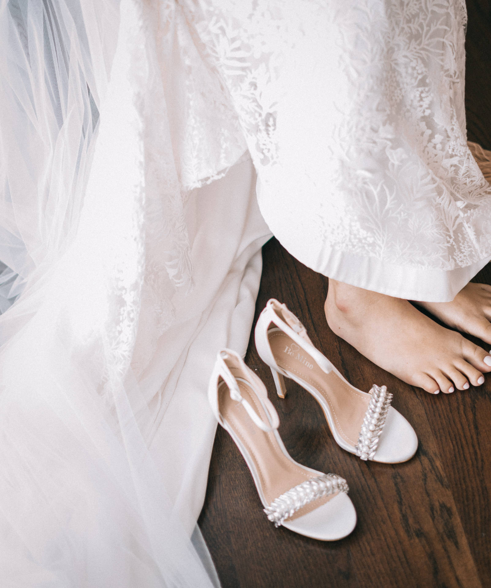 White Bridal Shoes Background