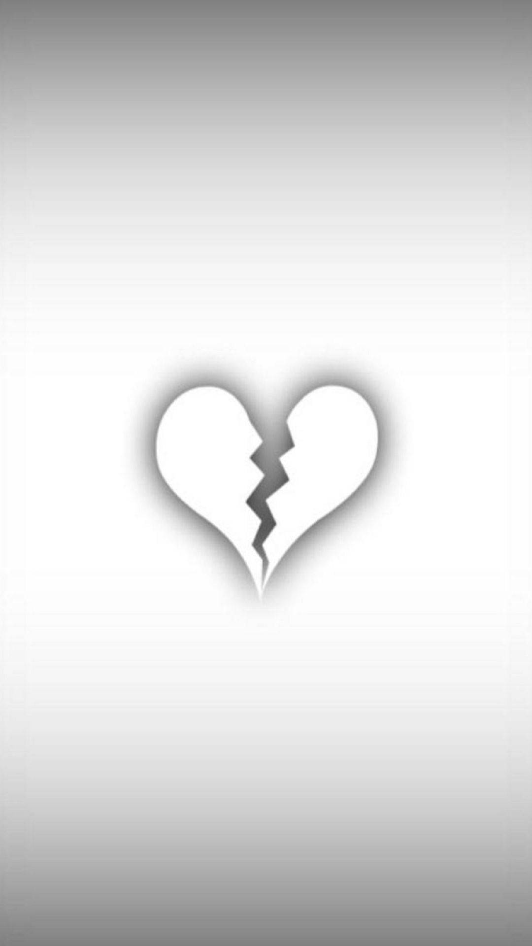 White Broken Heart Iphone With Shadow Background